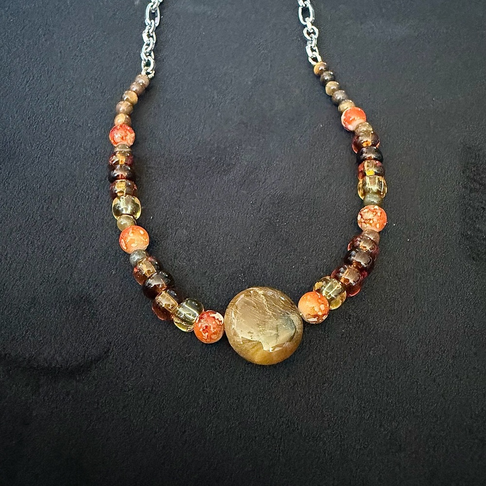 Handmade Beaded Necklace with Earthy Tones